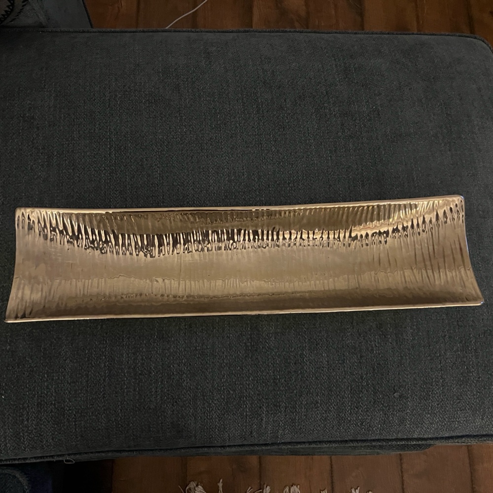 Pier 1 Silver Hammered Table Tray 24 1/2” x 6”